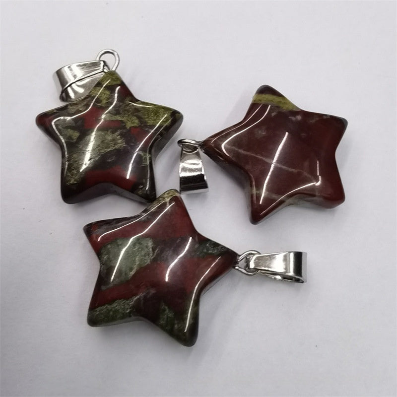 Natural Stone Crystal Agate Star Pendant