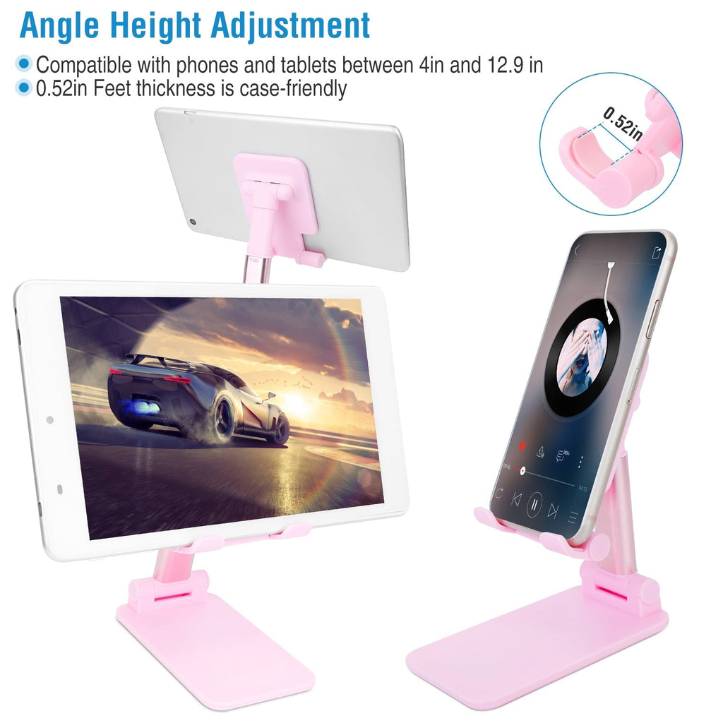 Foldable Desktop Phone Stand Angle Height Adjustable Tablet Holder Cradle Dock w/ Mirror Fit For 4-12.9in Device