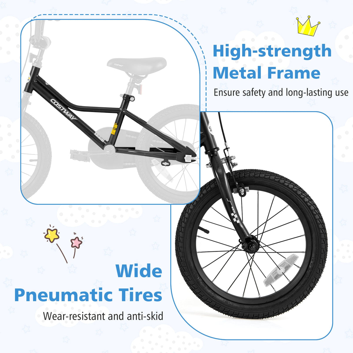 16 Inch Kids Bike Adjustable for 4-7 Years Old with Low-Step Frame
