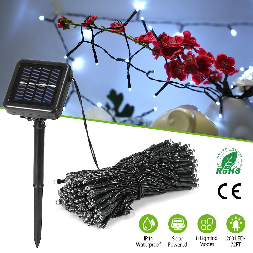 Solar String Lights LED Solar Power Fairy String Light 22M 200 LEDs 8 Lighting Mode White Light Waterproof Starry String Lights Christmas Wedding Part