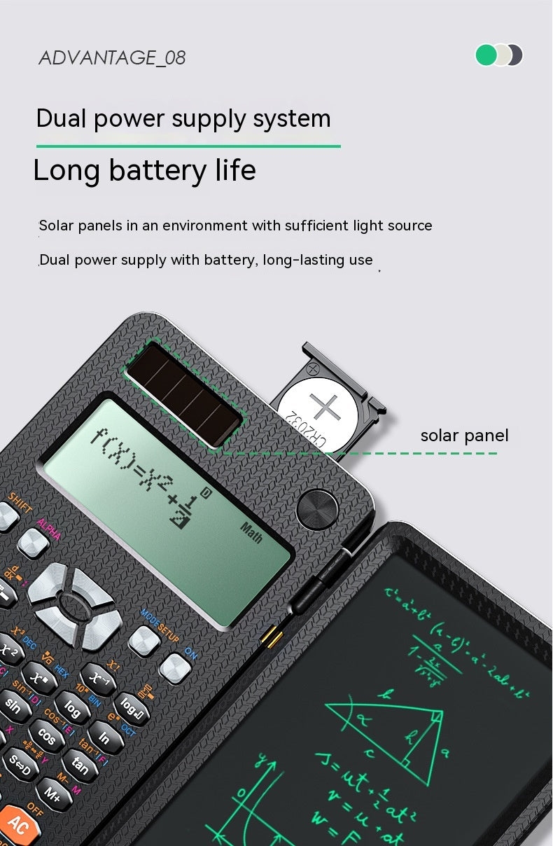 Foldable 2-in-1 Scientific Calculator and Handwriting Tablet