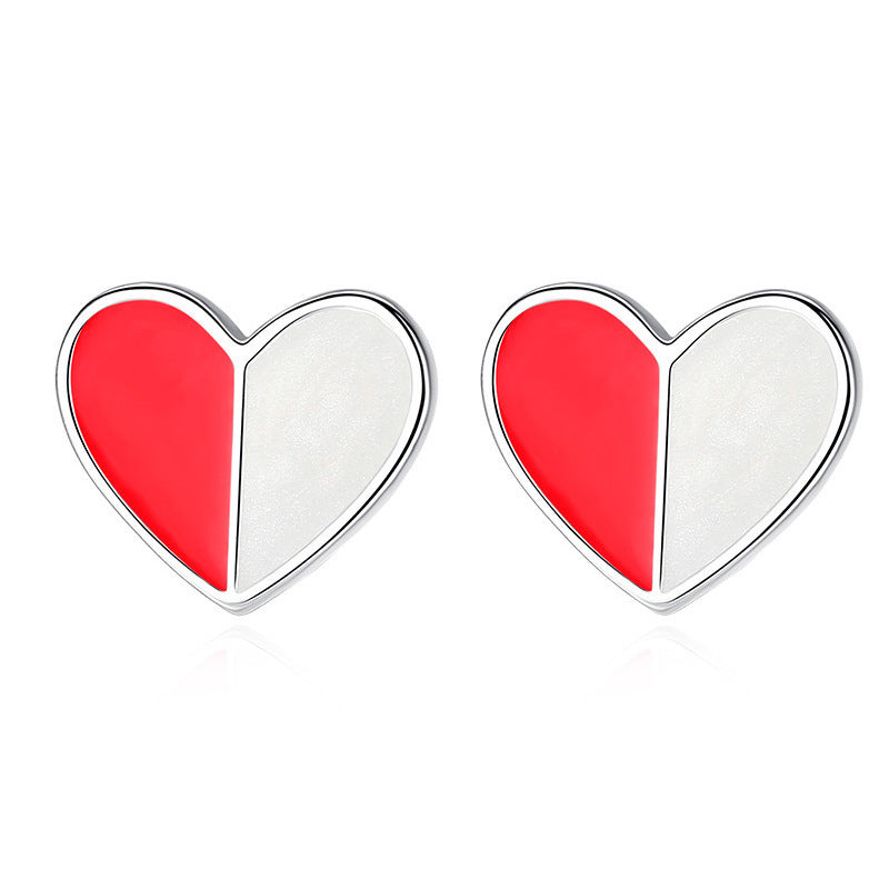 Two-Tone Love Heart Stud Earrings