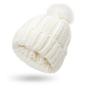 Winter Knitted Hats Fashion Stretchy Lined Skull Hats For Women Faux Fur Pom Pom Hat Keep Warming Beanie Hat