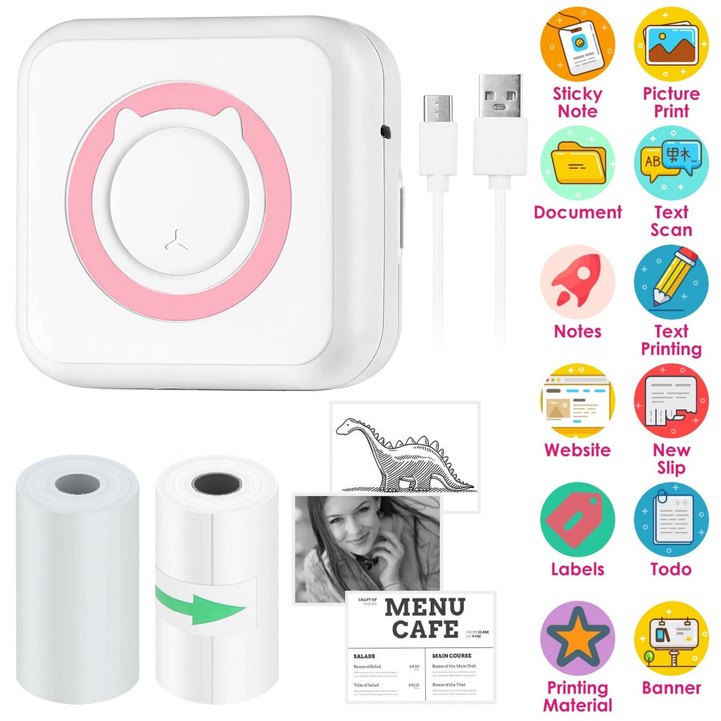 Pocket Wireless Thermal Printer Portable Mini Sticker Maker Machine Rechargeable Inkless Photo PrinterÊfor Printing Label Journal Study Notes Memo Pho