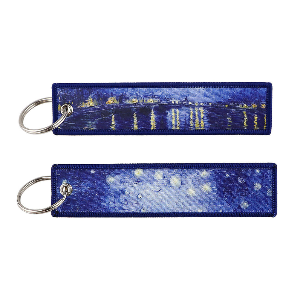 Cartoon Woven Label Keychain Hanging Rope