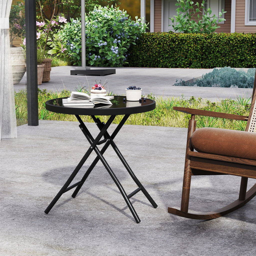 18 Inch Folding Side Table Patio Round Compact Coffee Table