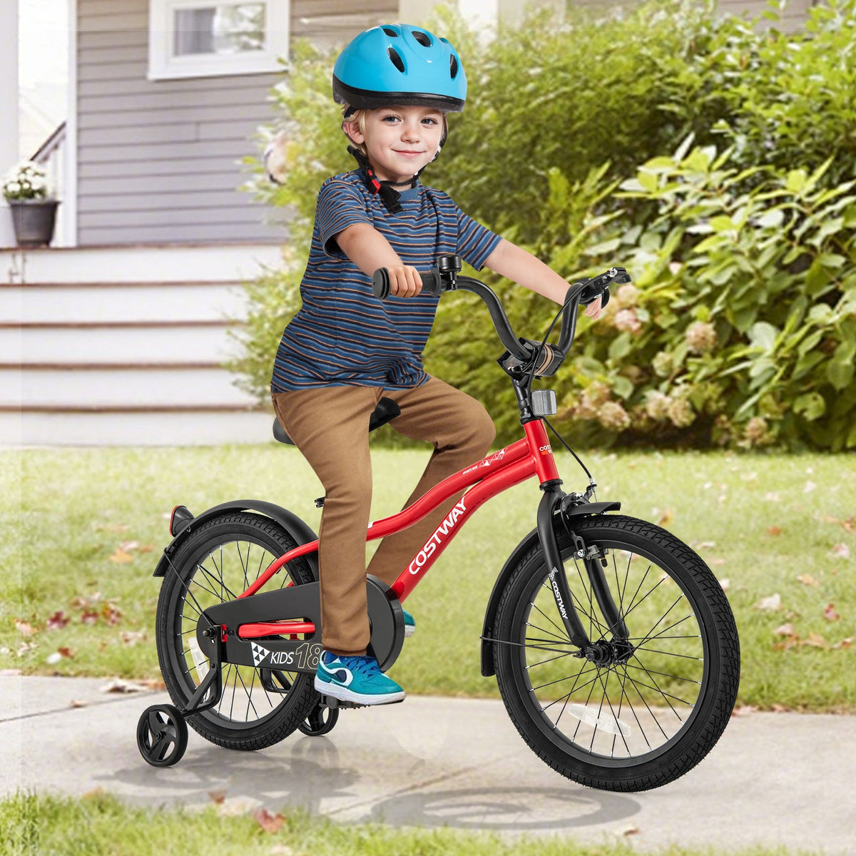 18 Inch Kids Bike Adjustable Bicycle with Reflectors and Bell for 4-8 Years Old