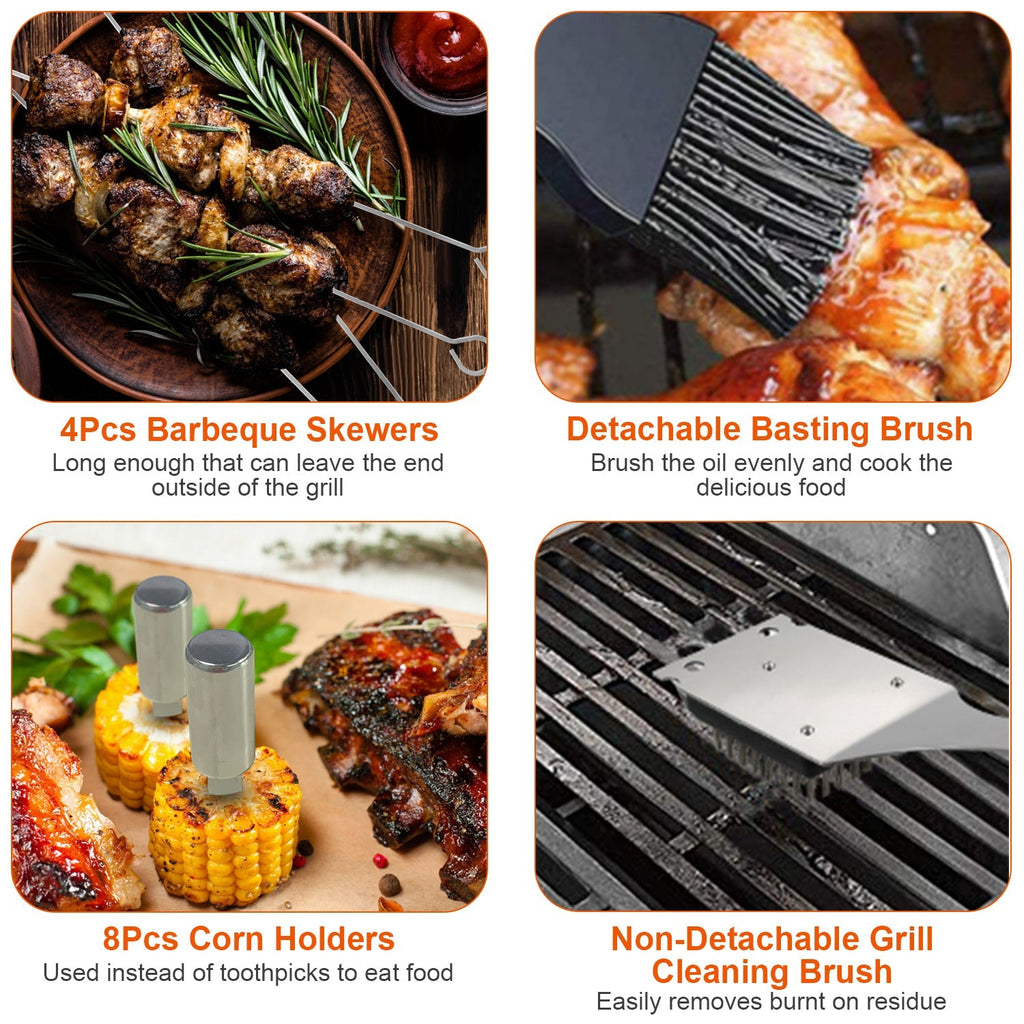 20-Piece Stainless Steel BBQ Grill Tool Set with Carry Case