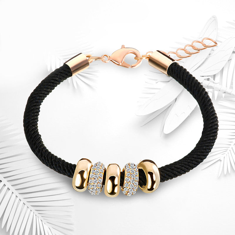 Trendy Black Electroplated Rope Bracelet