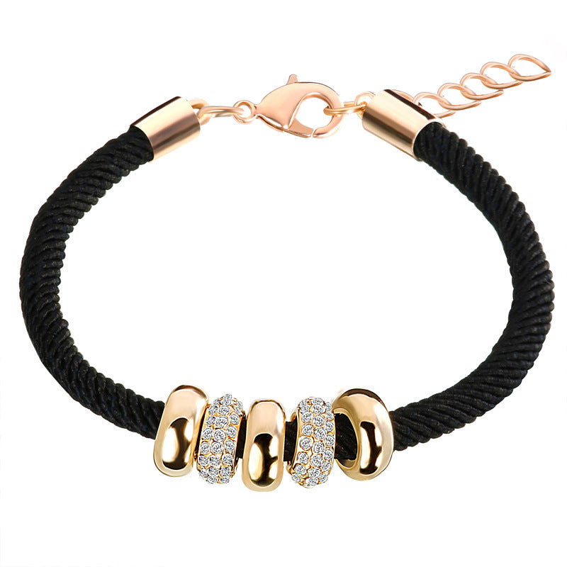 Trendy Black Electroplated Rope Bracelet