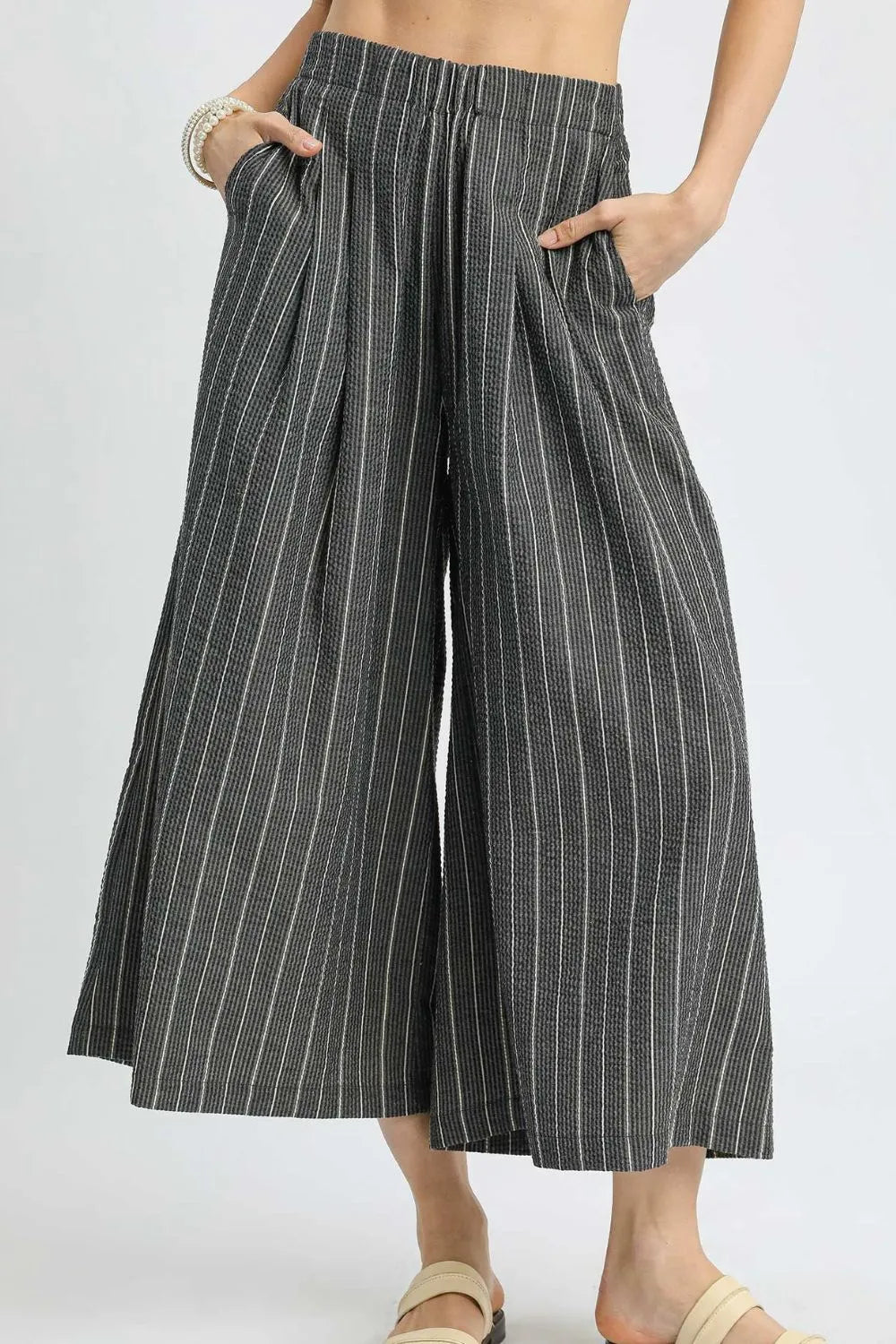 Umgee Pinstripe Crop Palazzo Pants