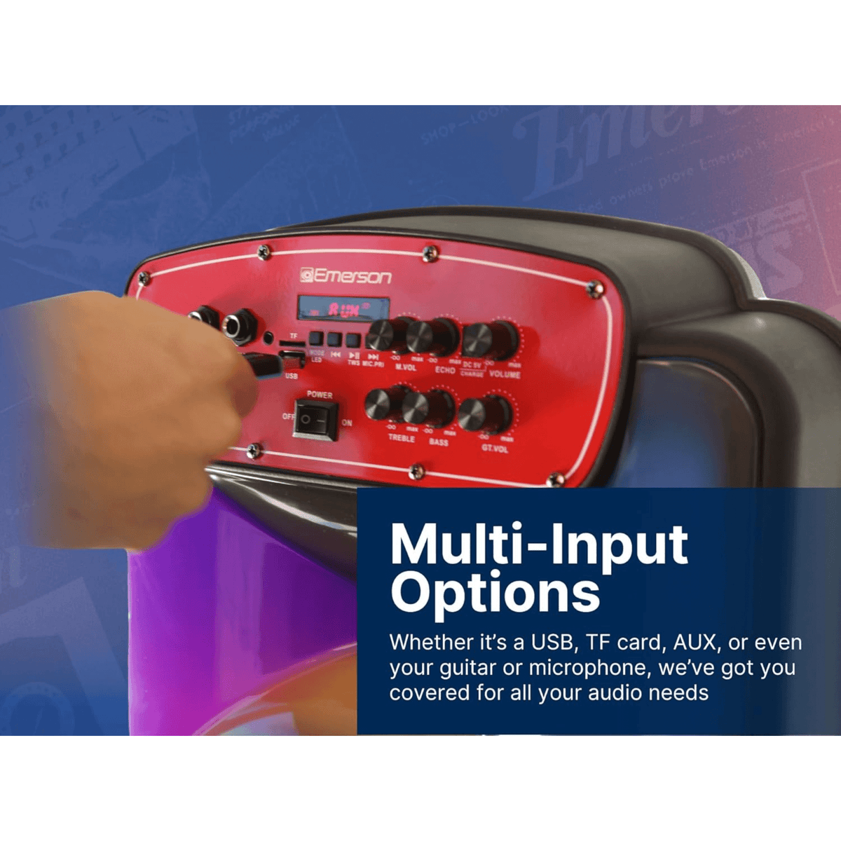 Emerson Portable Bluetooth 15" Party Speaker with Flame Lighting
