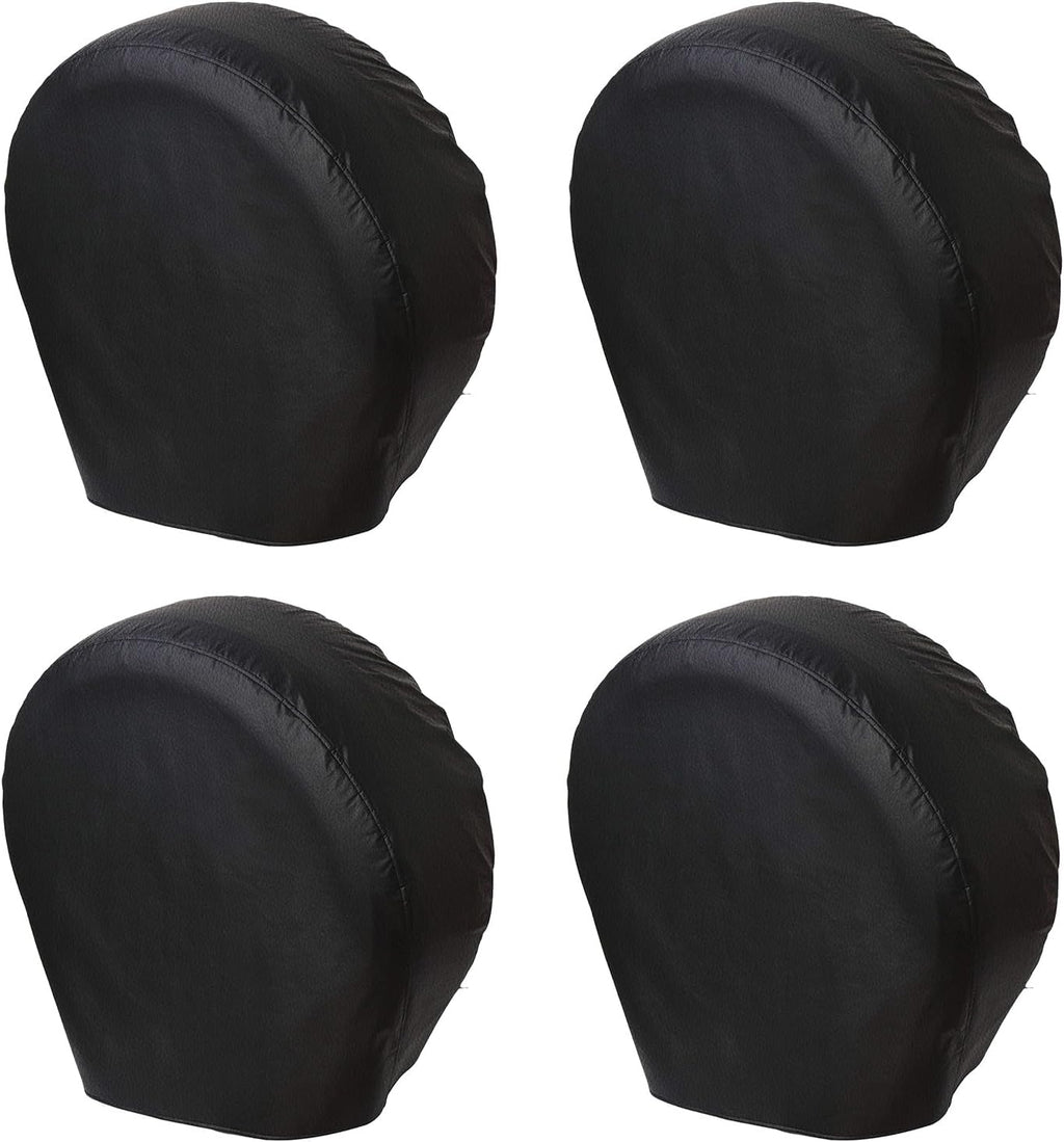 Set of 4 Black Waterproof RV Tire Covers – Heavy-Duty Wheel Protectors for Trailers, Campers, Trucks, SUVs & Motorhomes