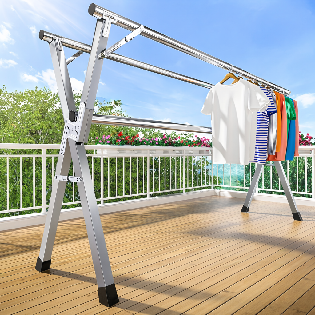 Extendable 48.4"-78.7" Folding Laundry Rack Indoor Outdoor Clothes Dryer