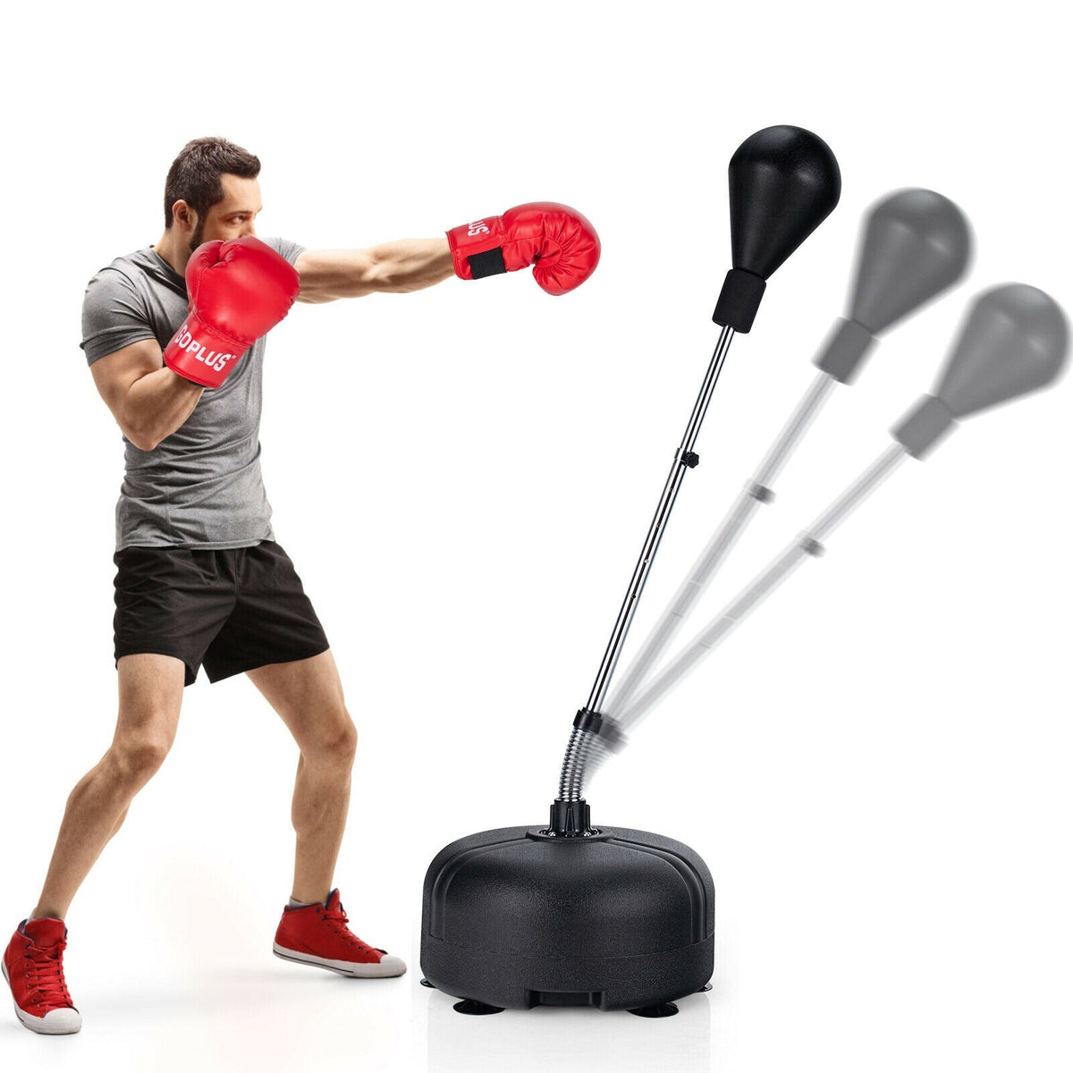 Adjustable Freestanding Punching Bag with Boxing Gloves