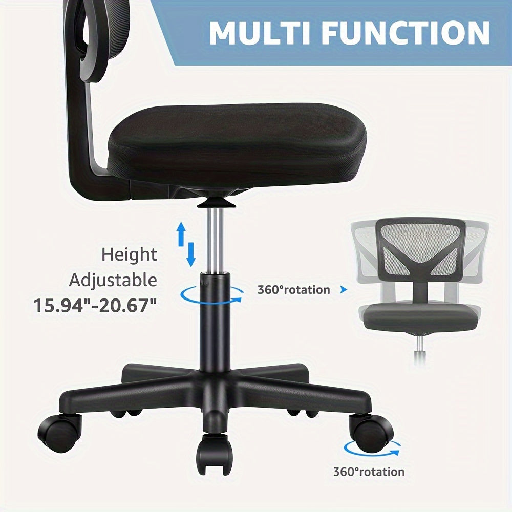 Ergonomic Armless Office Desk Chair Mesh Swivel Rolling Chair with Wheels