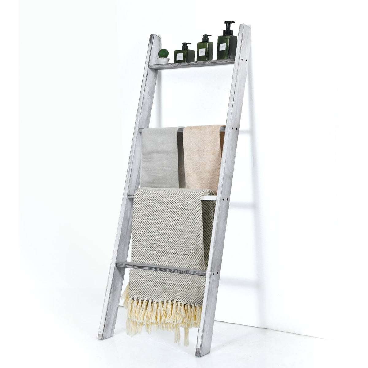 4-Tier Wall Leaning Ladder Shelf Stand