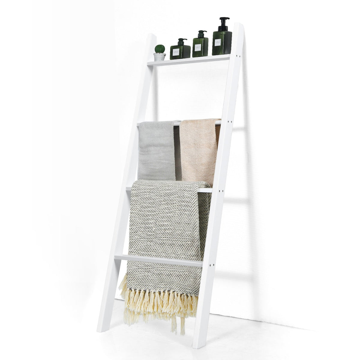 4-Tier Wall Leaning Ladder Shelf Stand