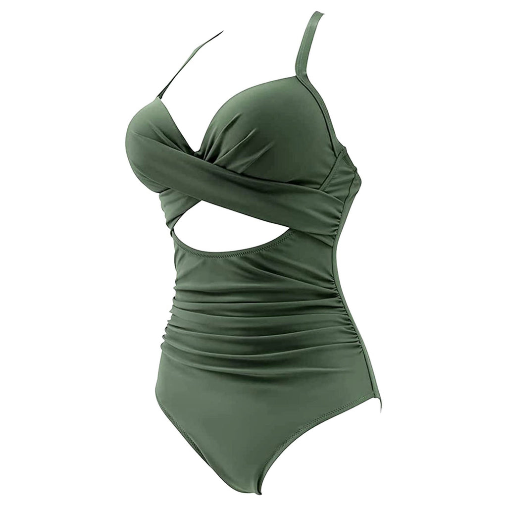 WomenÕs One Piece Swimsuit Beachwear Swimwear Tummy Control Cutout High Waist Bathing Suit Wrap