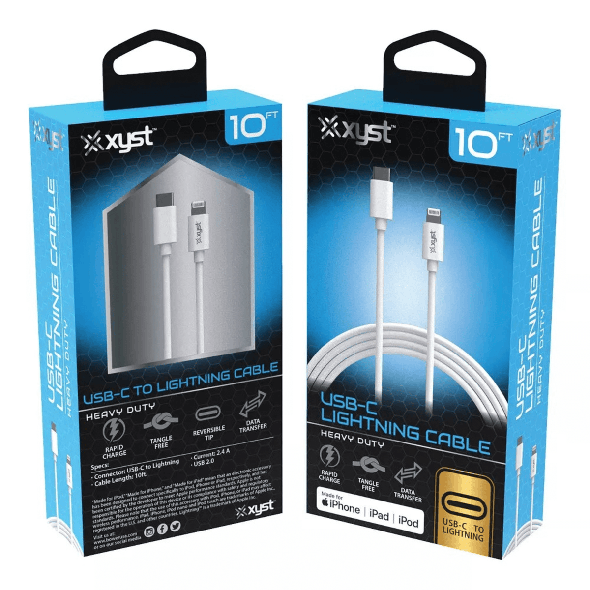 Xyst Charge and Sync USB-C to Lightning Cable 10Ft
