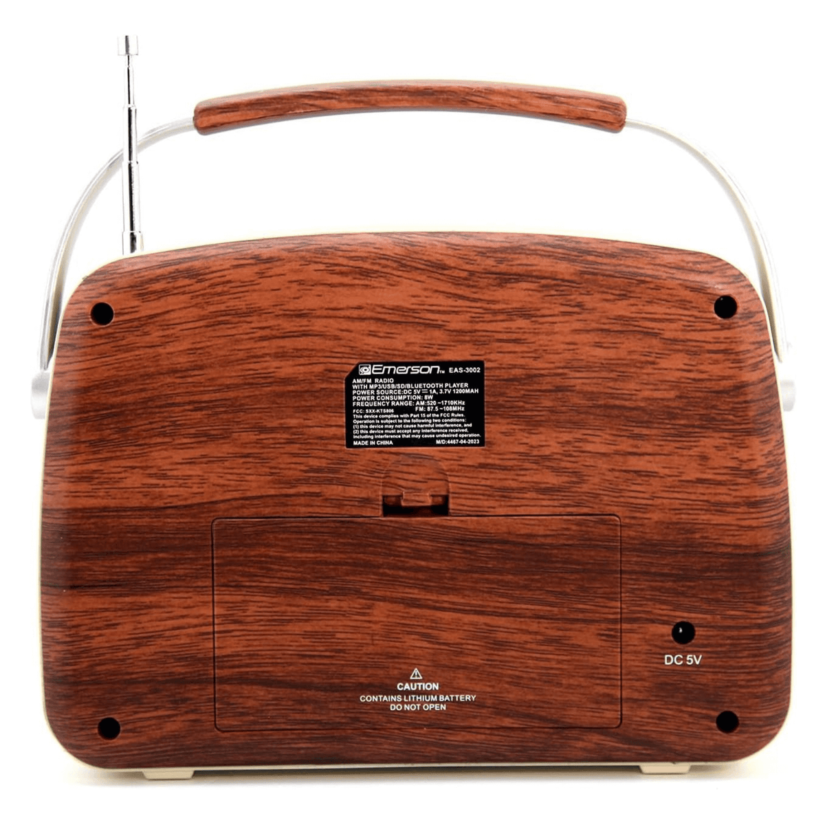 Emerson Portable Retro Radio with Built-In Rechargeable Battery and Memory Set