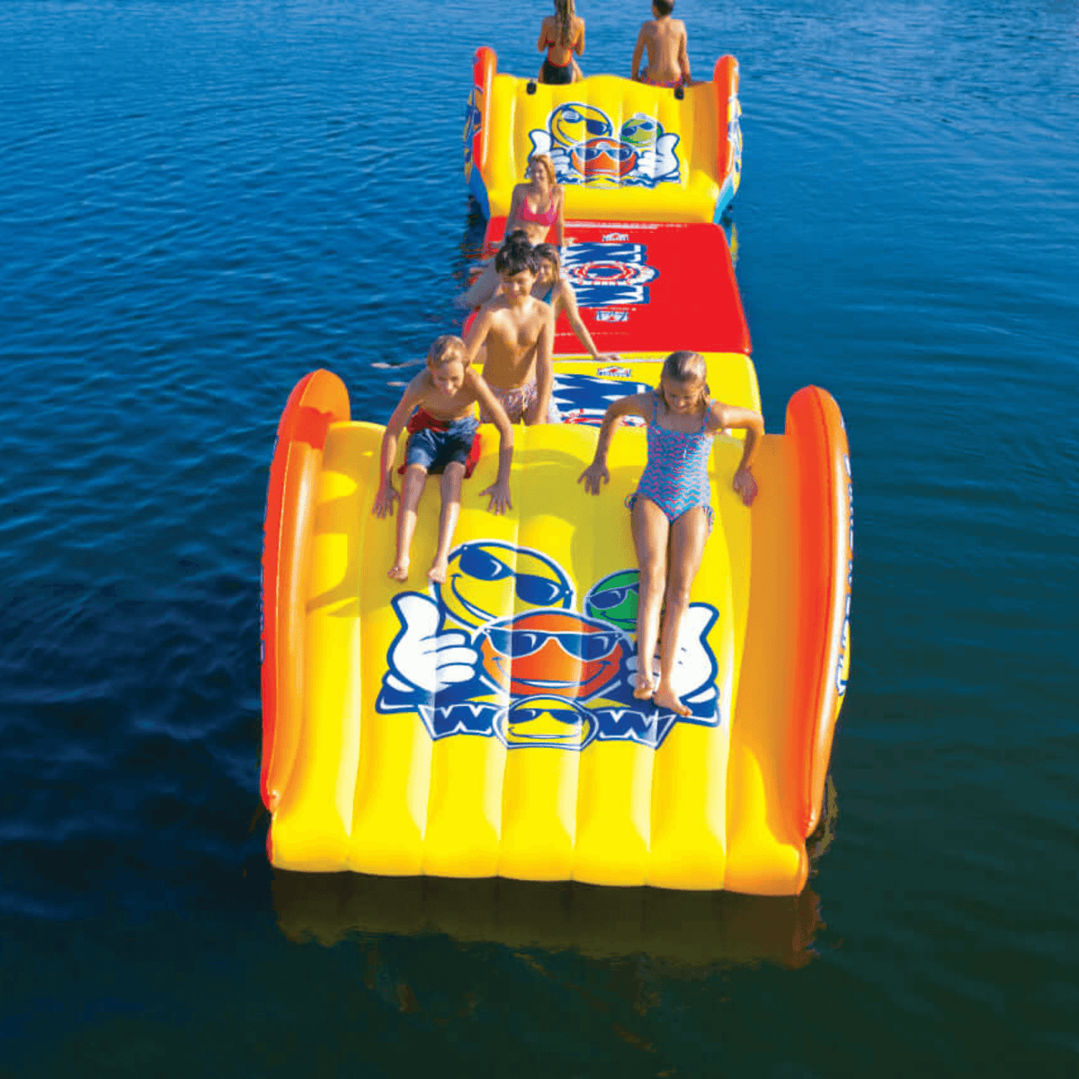 WOW Watersports Slide N Smile Floating 2 Lane Waterslide