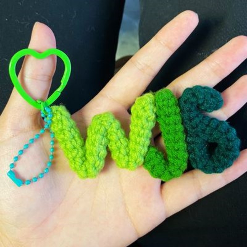 Wool Crochet Letter Pendant Keychain Kit