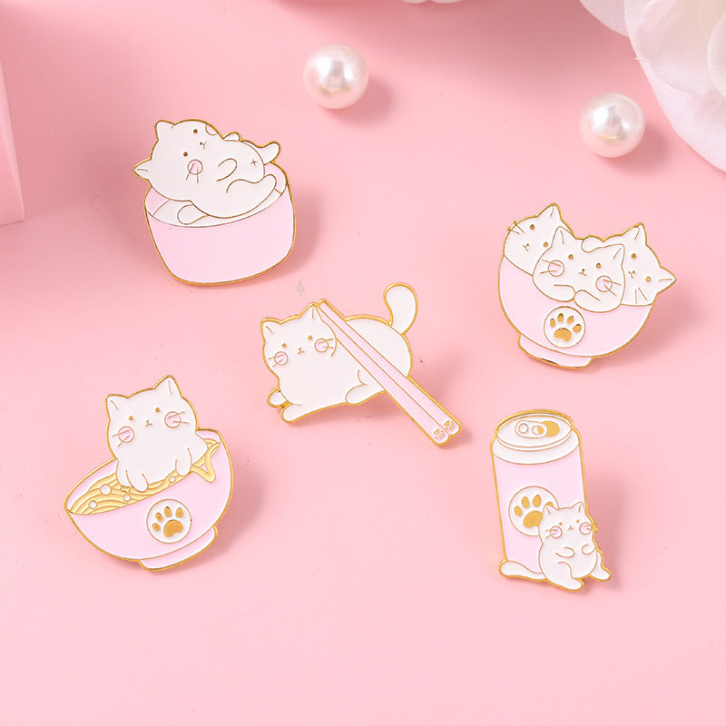 Golden M Badge Kitty Brooch