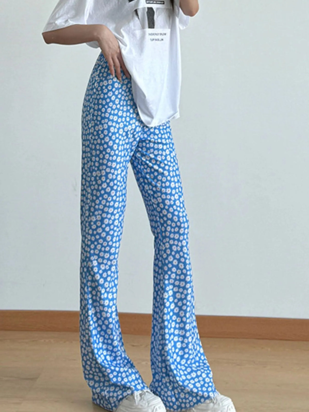 Floral Print Flare Leg Pants
