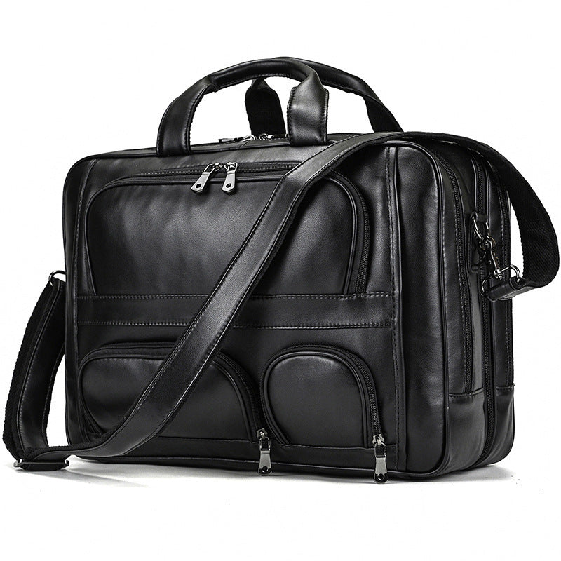 Men's Leather Briefcase Large Capacity 17-inch