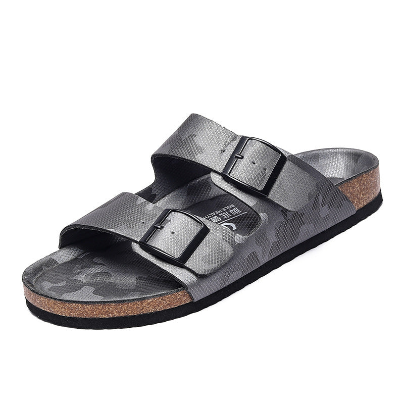 Frosted Leather Platform Slippers: Unisex, Double-breasted