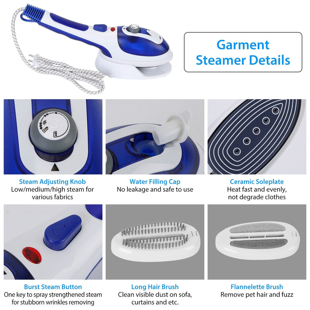 800W Handheld Electric Steam Anti-Scalding Anti Dripping Portable Iron Garment Steamer Fabric Clothes Laundry Steam Brush with 3 Adjustable Steam