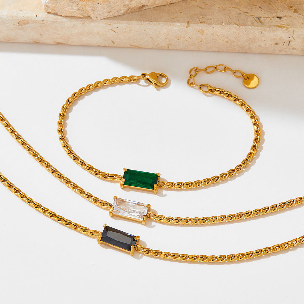 Simple Collarbone Necklace & Bracelet Set