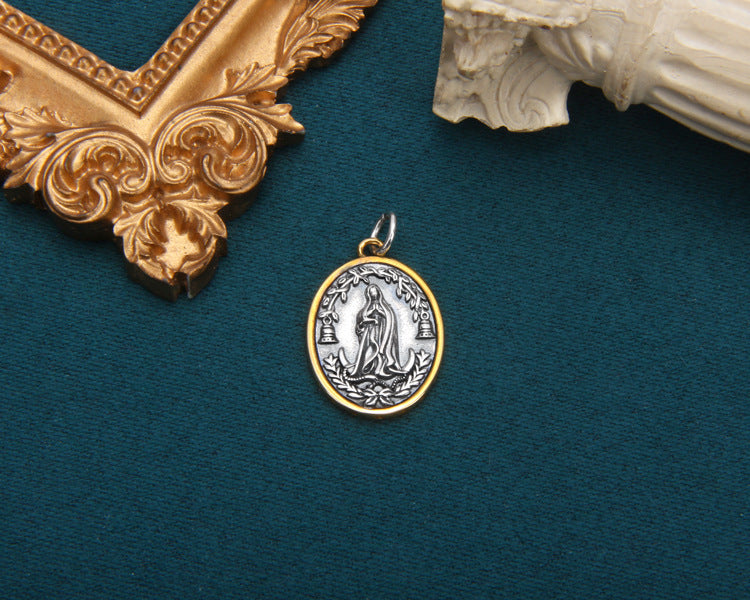 S925 Lady Portrait Cross Pendant