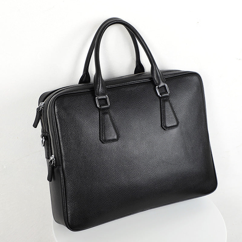 Men's Large Capacity Horizontal Leather Briefcase