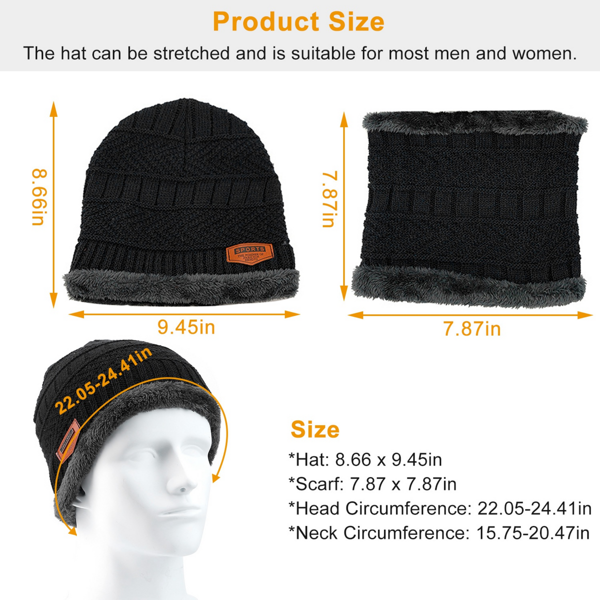 GBruno Winter Beanie Hat Scarf Set Unisex