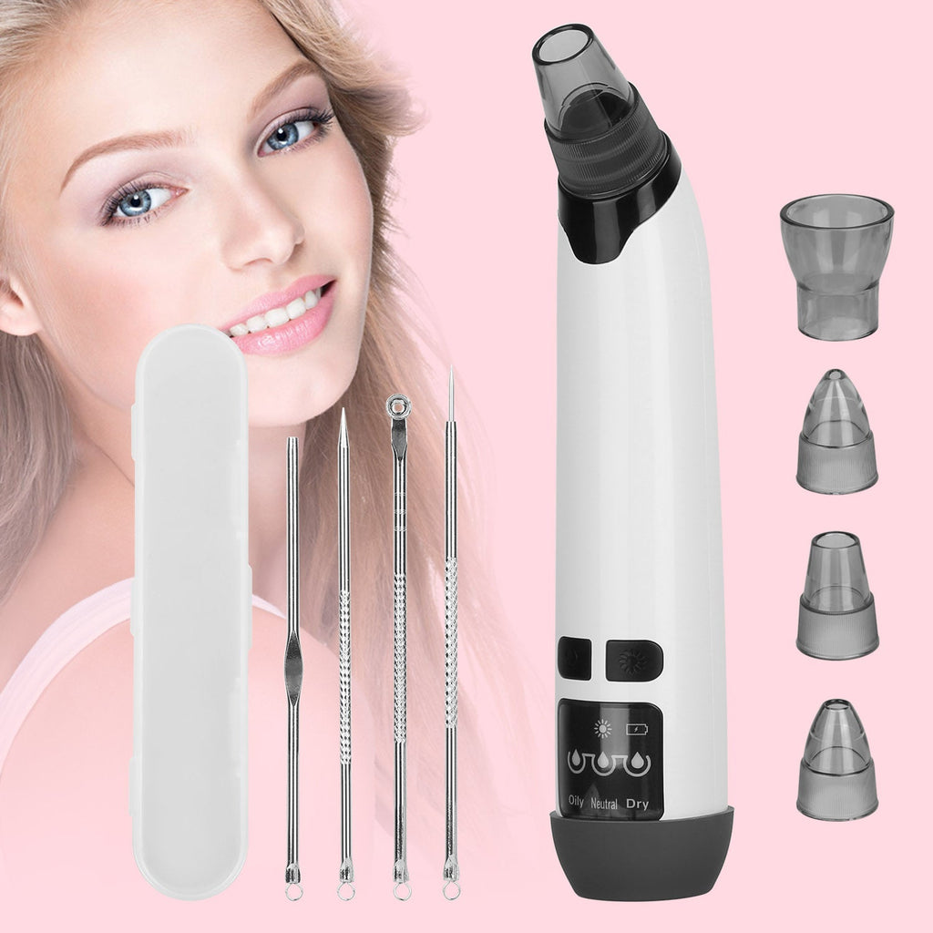 Hot Compress Blackhead Remover Vacuum Electric Pore Extractor Acne Removal Tool with 4 Probes 4 Pimple Popper Tools for All Skins