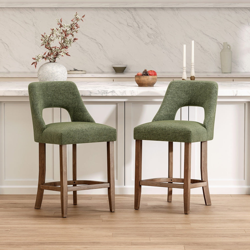 Counter Height Bar Stools Set of 2 with Cutout Back