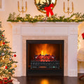 26 Inch WiFi Infrared Quartz Electric Fireplace Insert Logs Heater with Realistic Lemonwood Logs-Black