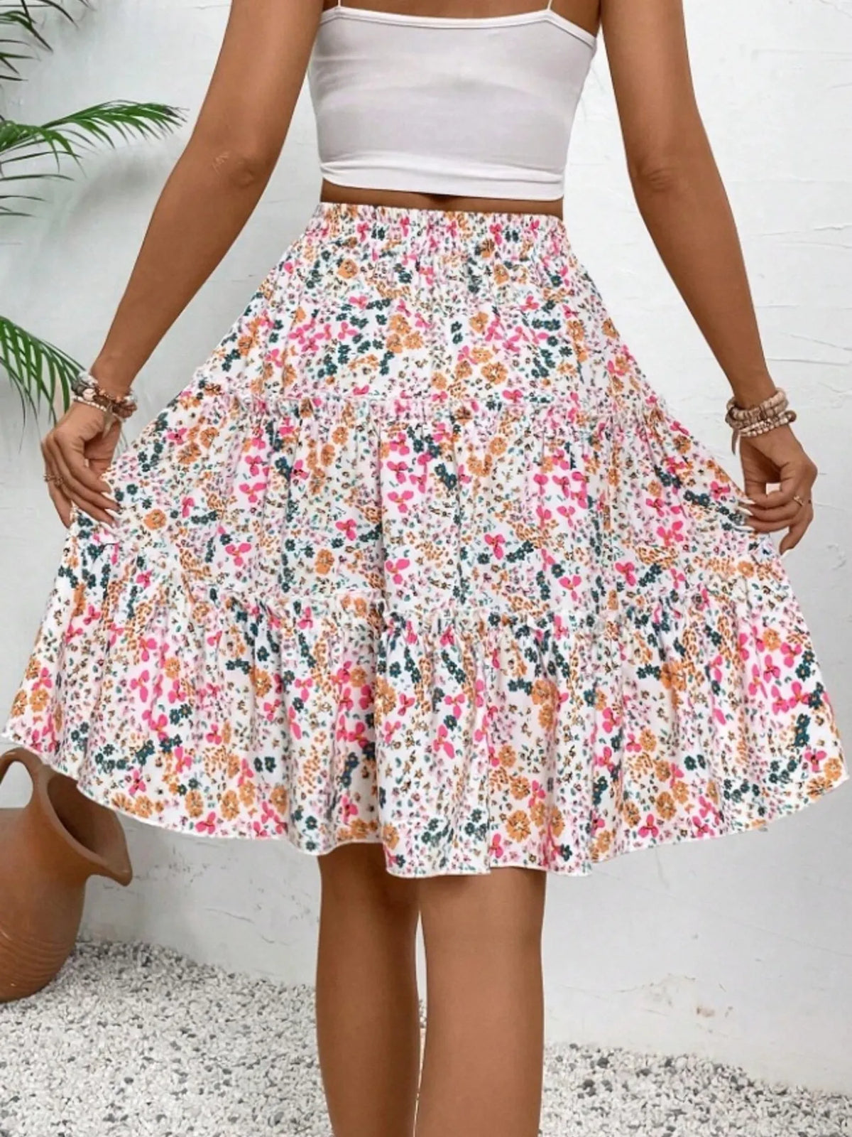 Floral Print Midi Skirt