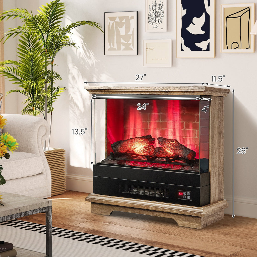 27 Inch Freestanding Fireplace with Remote Control