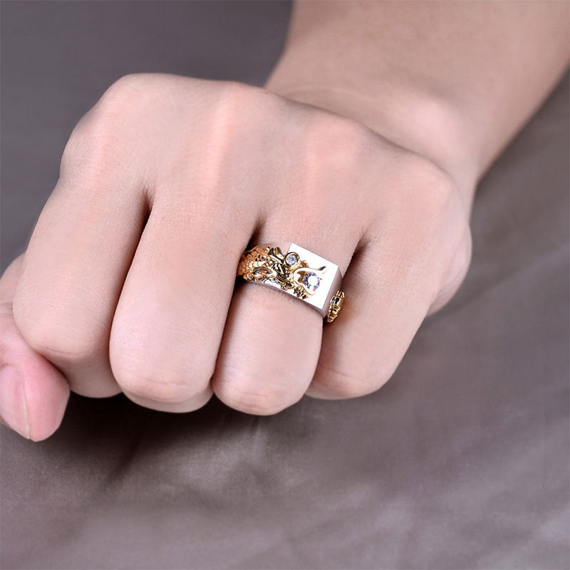 Men's Dragon Zircon Ring