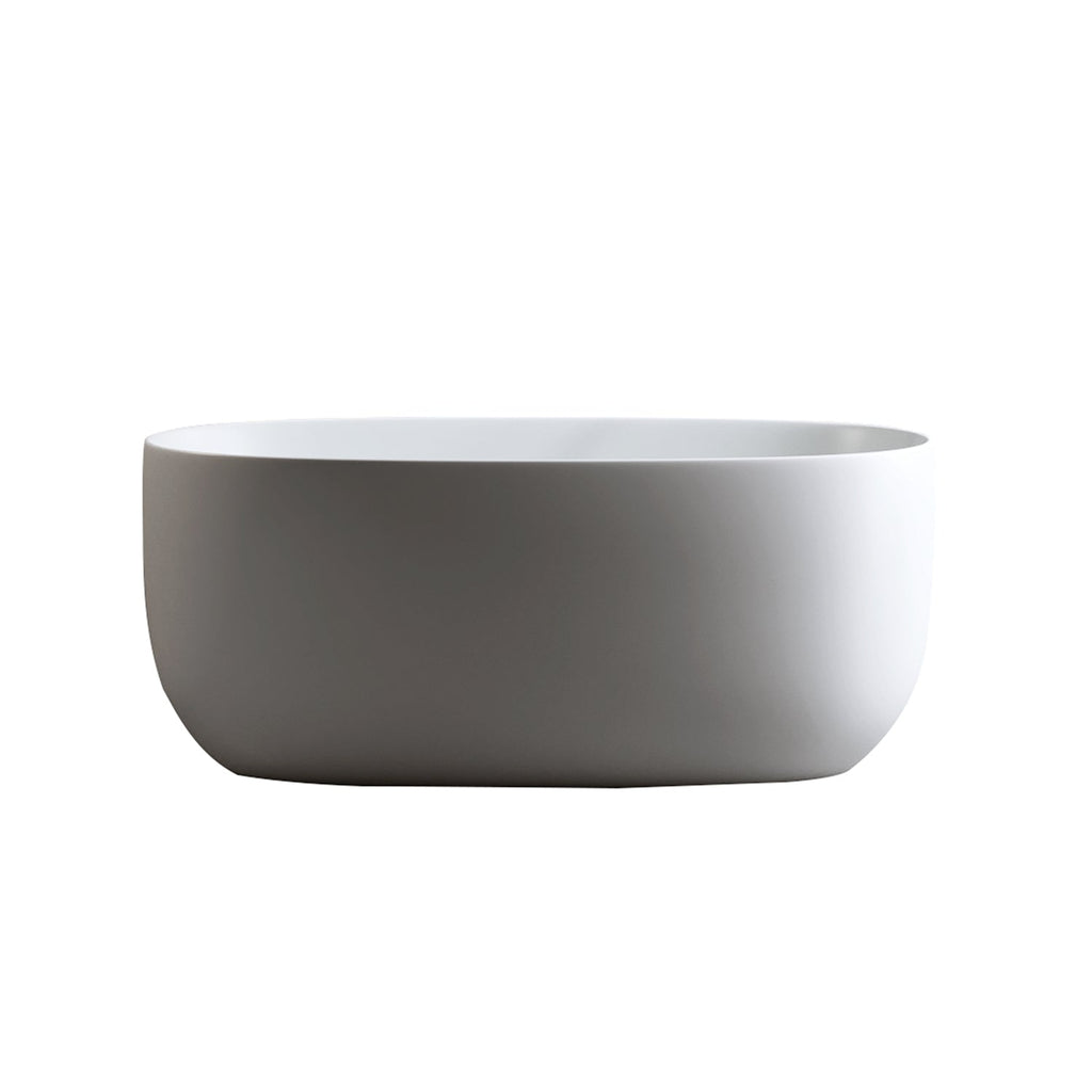51" Oval Freestanding Soaking Tub - Matte White Resin Stone