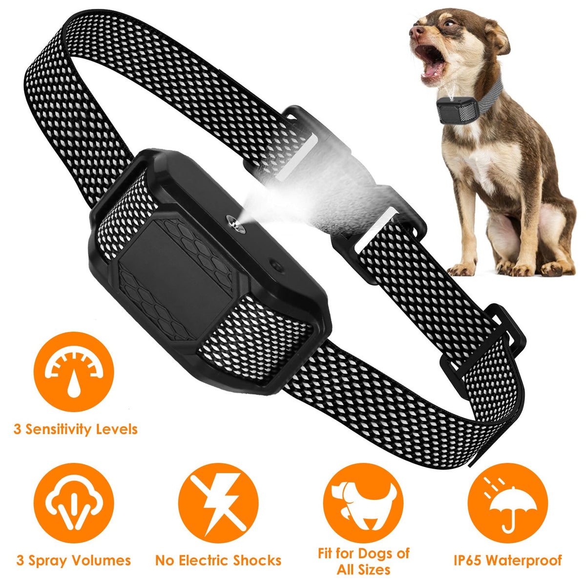 Citronella Bark Collar for Dogs Spray Bark Collar Anti Barking Control for Small Medium Large Dogs IP65 Waterproof No Electric Shocks