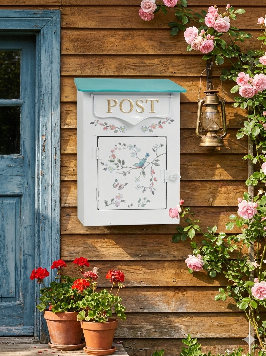 Vintage Farmhouse Wall-Mounted Post Box Mailbox Metal Letter Box Outdoor