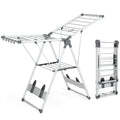 2-Layer Folding Clothes Drying Rack with 5-Level Adjustable Height