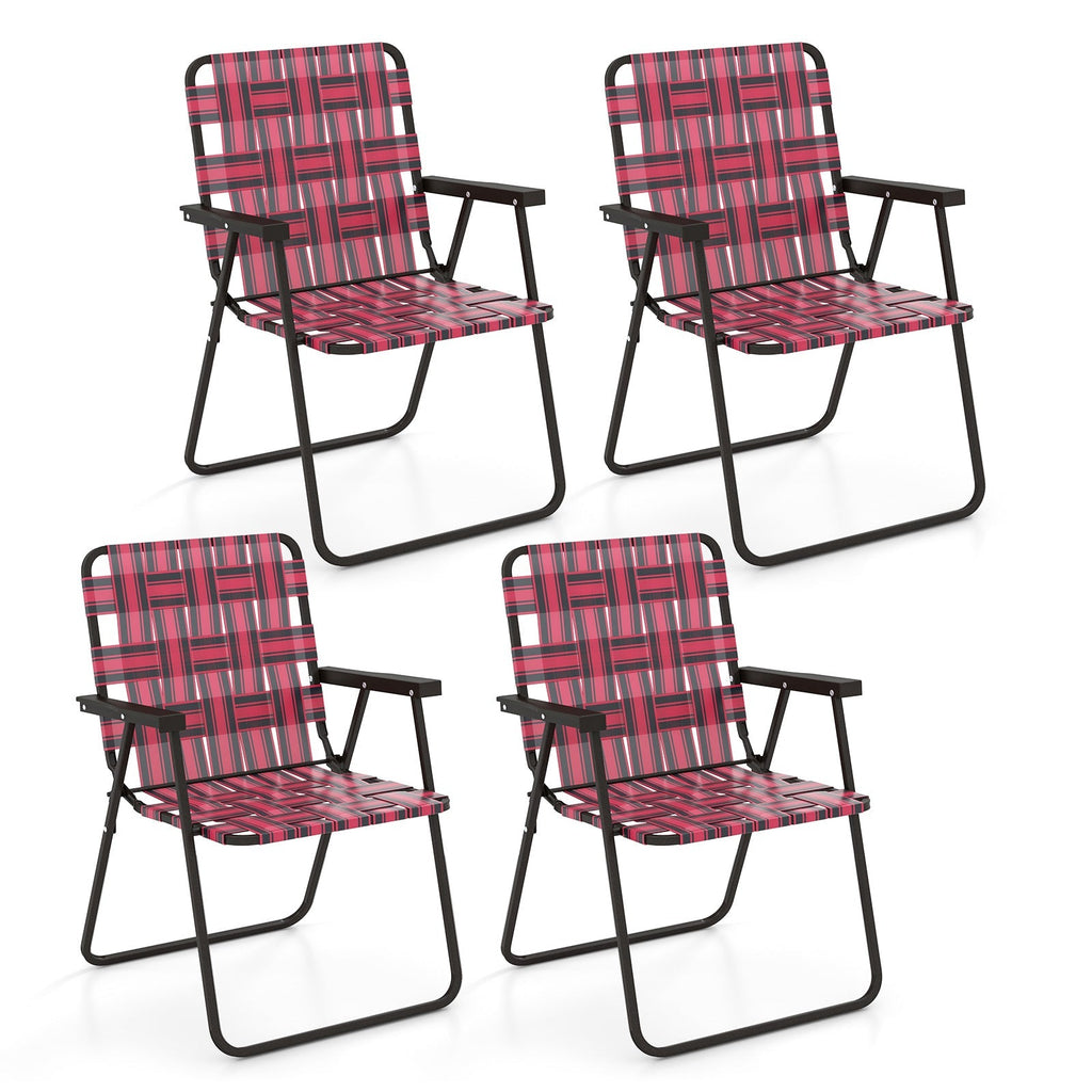 4 Pieces Folding Beach Chair Camping Lawn Webbing Chair