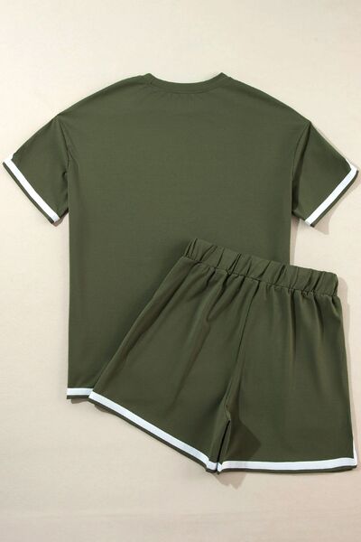 Contrast Trim Tee and Shorts Set