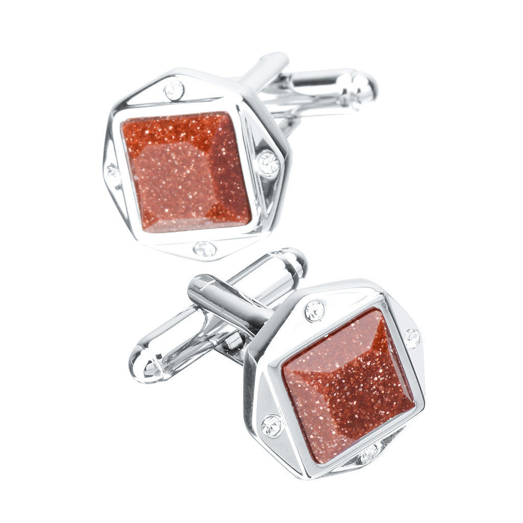 Blue Sandstone Crystal Cufflinks