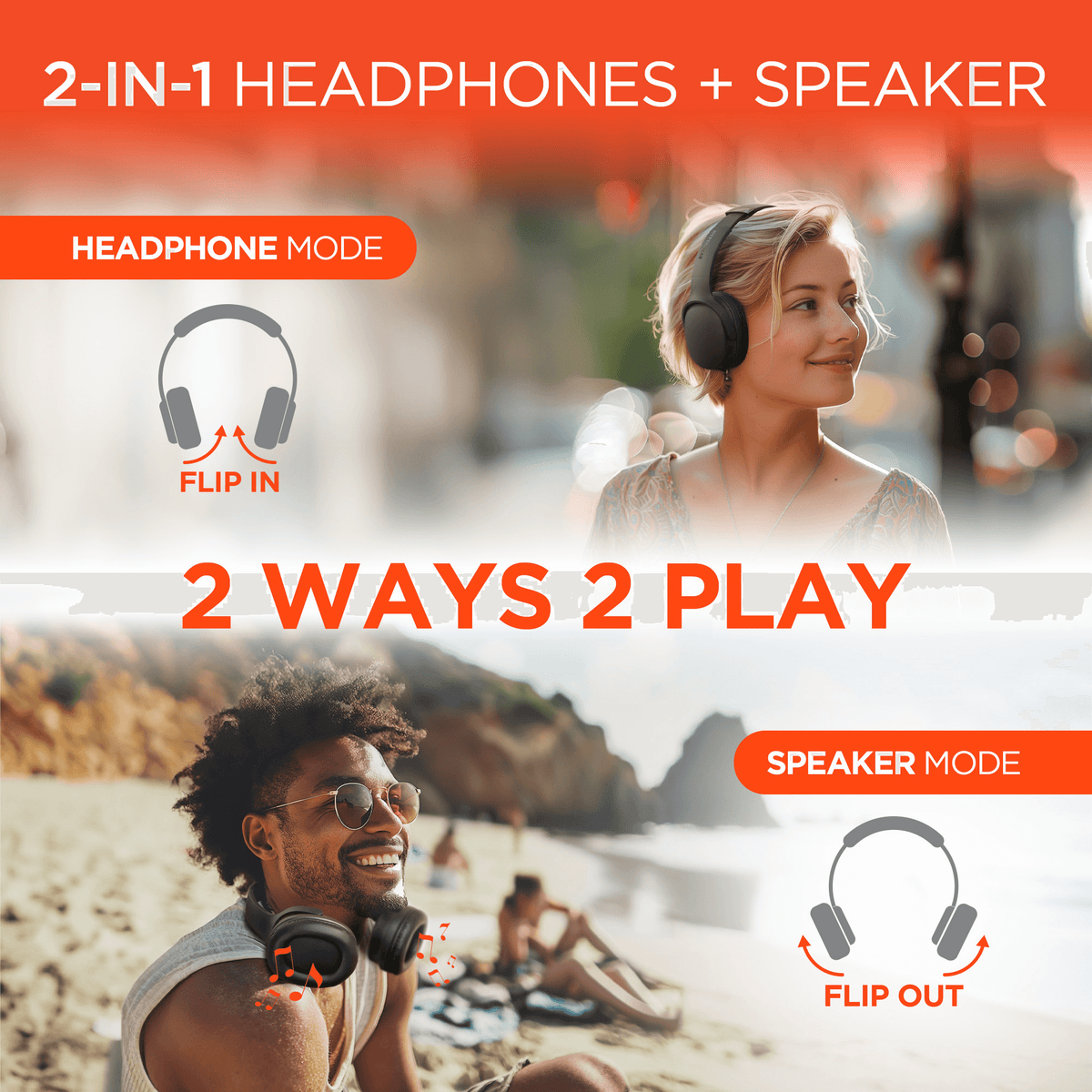HyperGear Flip 2-in-1 Headphones Plus Speaker